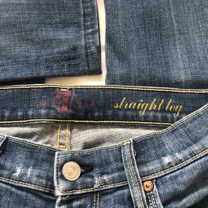 7 For All Mankind Denim Low Rise Medium Wash Straight Leg Jeans Size 25
